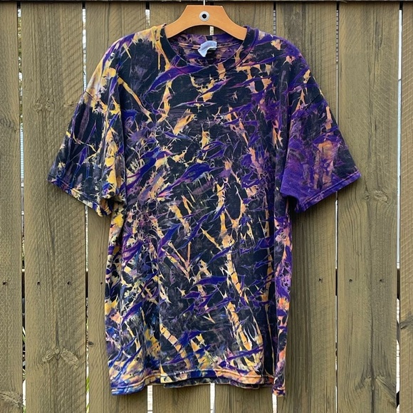 Hanes Other - Tie-Dye Spiky Sugilite Patterned Purple and Orange Men’s Cotton T-shirt XL